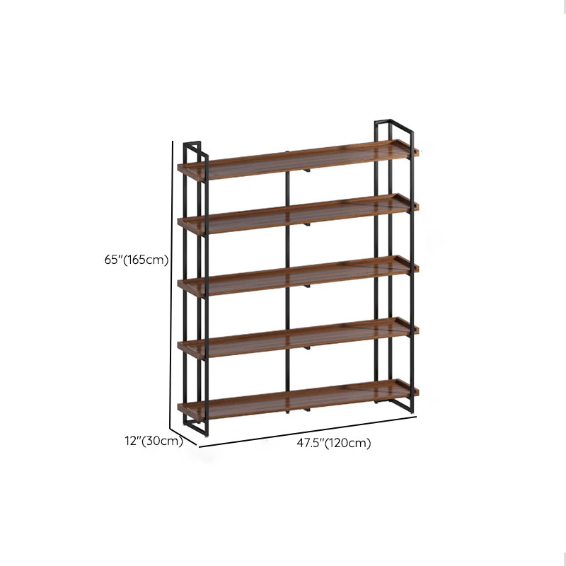 Industrial Antique Finish Bookcase Metal Etagere Bookshelf with Rectangular Shelves