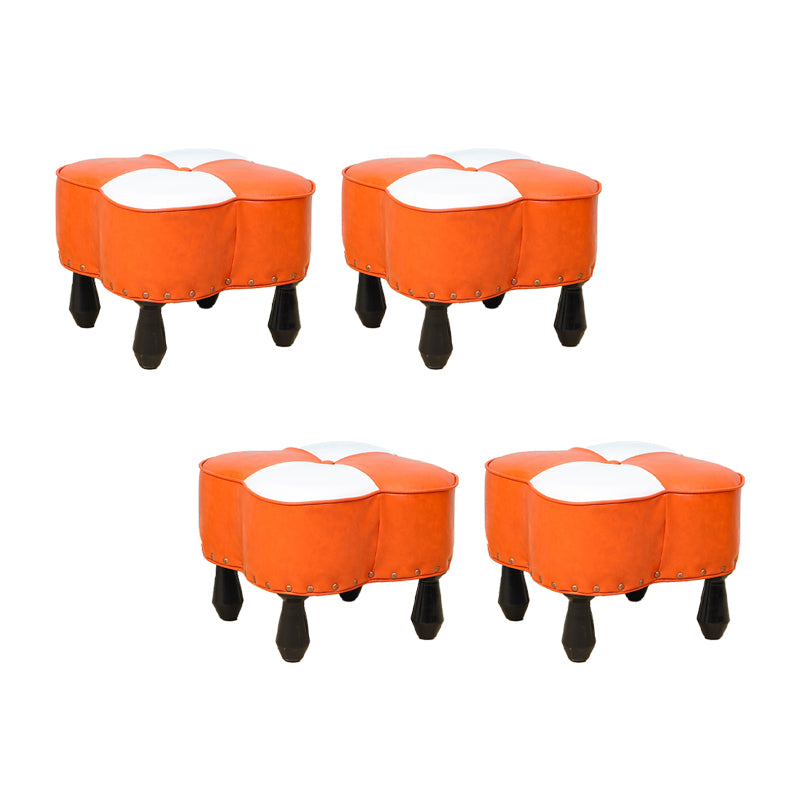 Leather Ottoman Clover Shape Color Panel Tufted Water Resistant Nailhead Trim Ottoman