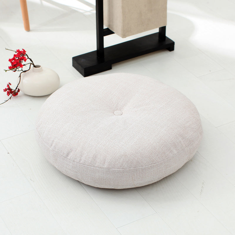 Modern Pouf Ottoman Cotton Upholstered Tufted Tear Resistant Round Ottoman