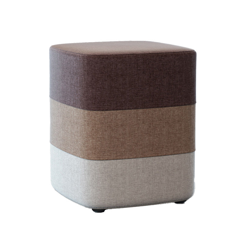 Color Panel Ottoman Removable and Washable Slipcover Modern Cotton Linen Ottoman