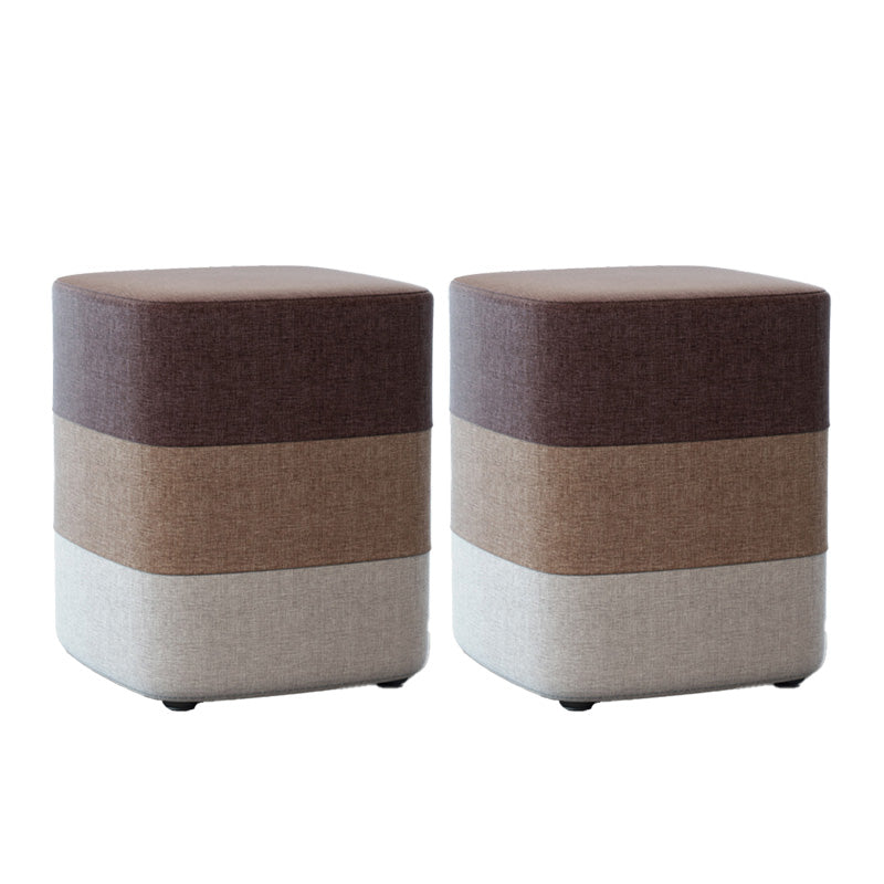 Color Panel Ottoman Removable and Washable Slipcover Modern Cotton Linen Ottoman