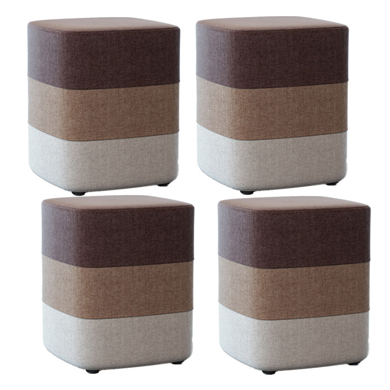 Color Panel Ottoman Removable and Washable Slipcover Modern Cotton Linen Ottoman