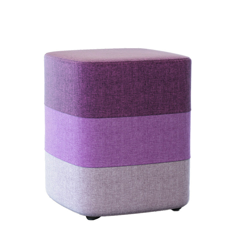 Color Panel Ottoman Removable and Washable Slipcover Modern Cotton Linen Ottoman