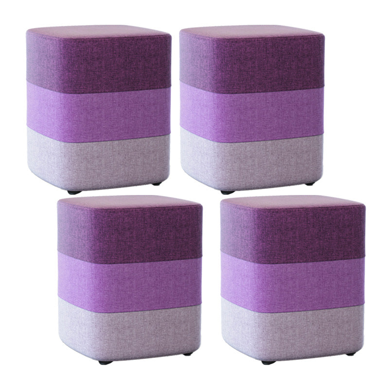 Color Panel Ottoman Removable and Washable Slipcover Modern Cotton Linen Ottoman