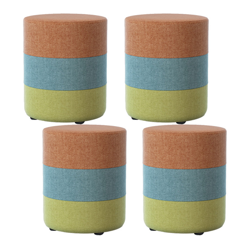 Color Panel Ottoman Removable and Washable Slipcover Modern Cotton Linen Ottoman