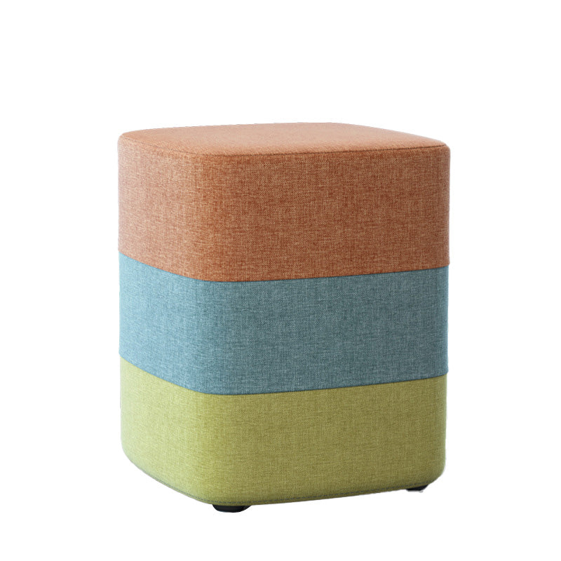 Color Panel Ottoman Removable and Washable Slipcover Modern Cotton Linen Ottoman