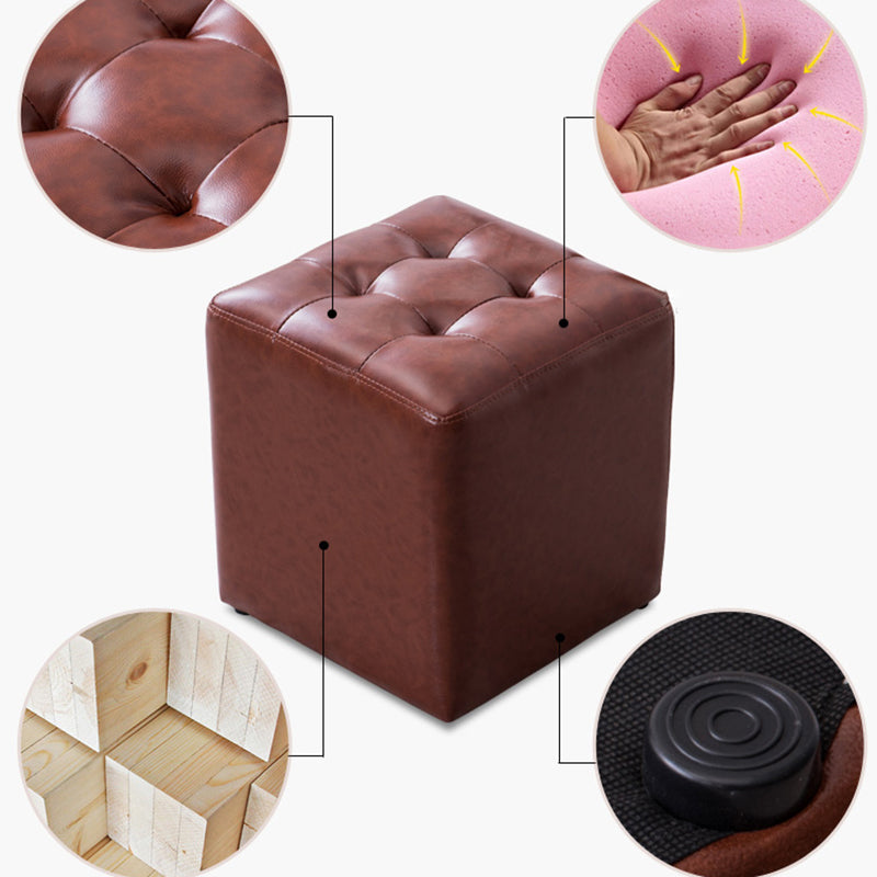Modern Leather Pouf Water Resistant Round Pouf for Living Room