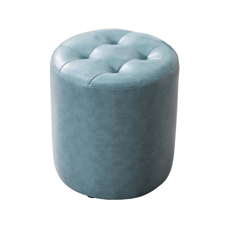 Modern Leather Pouf Water Resistant Round Pouf for Living Room