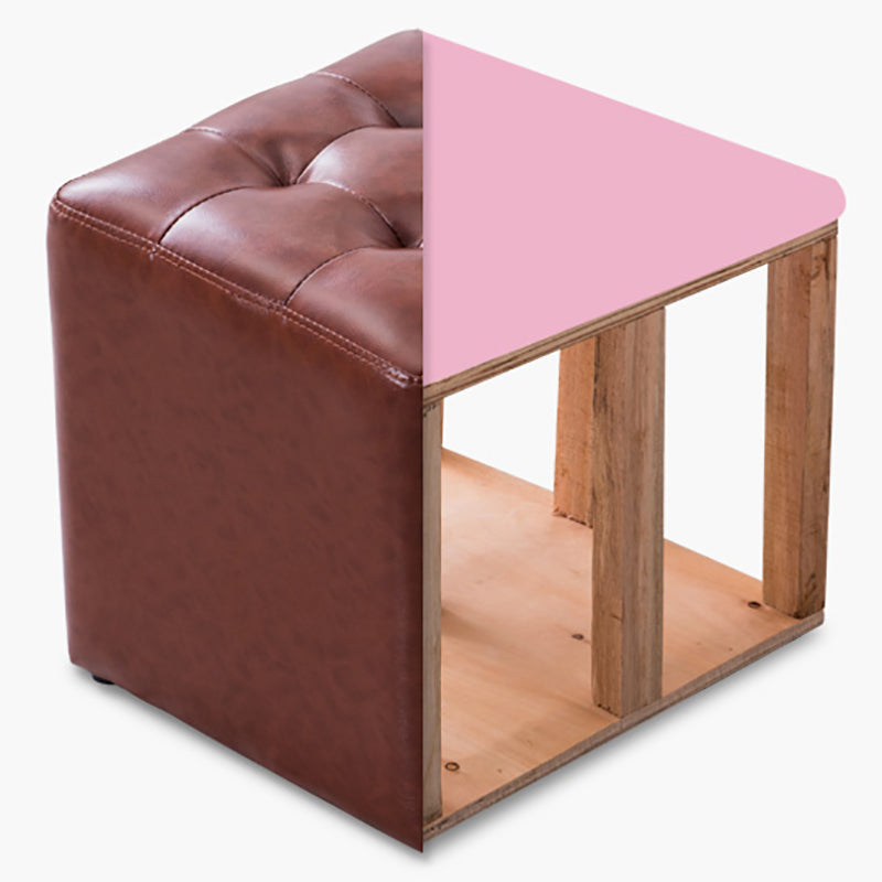 Modern Leather Pouf Water Resistant Round Pouf for Living Room