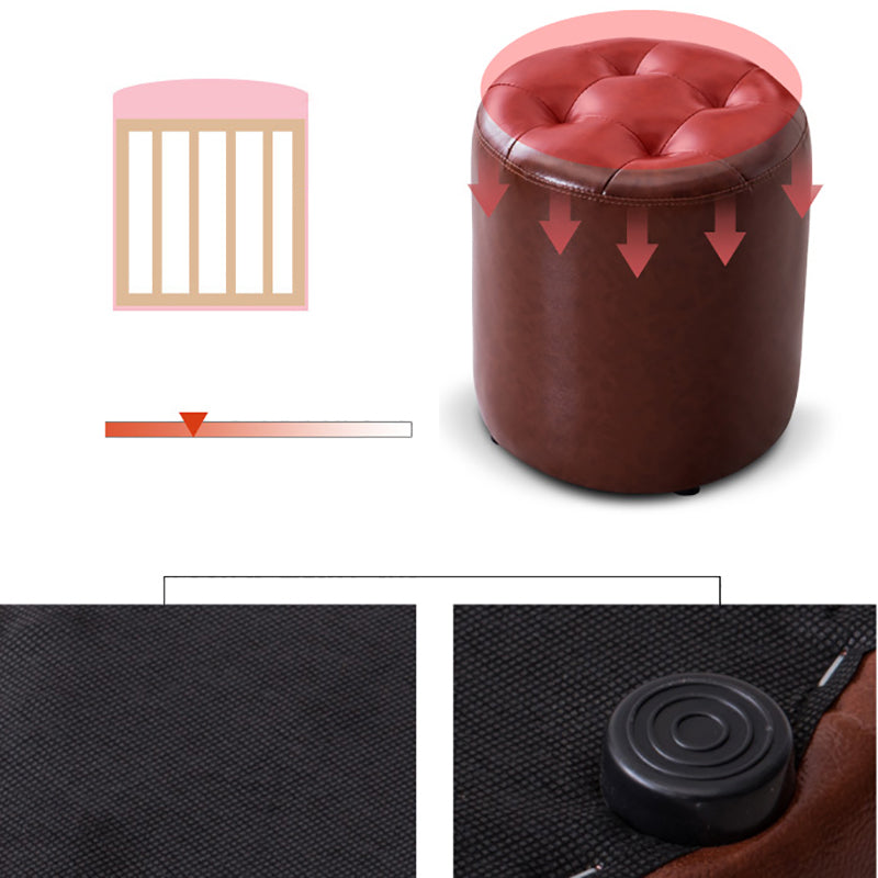 Modern Leather Pouf Water Resistant Round Pouf for Living Room