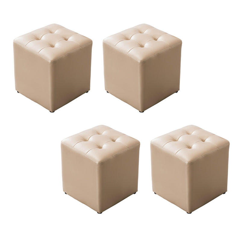 Modern Leather Pouf Water Resistant Round Pouf for Living Room