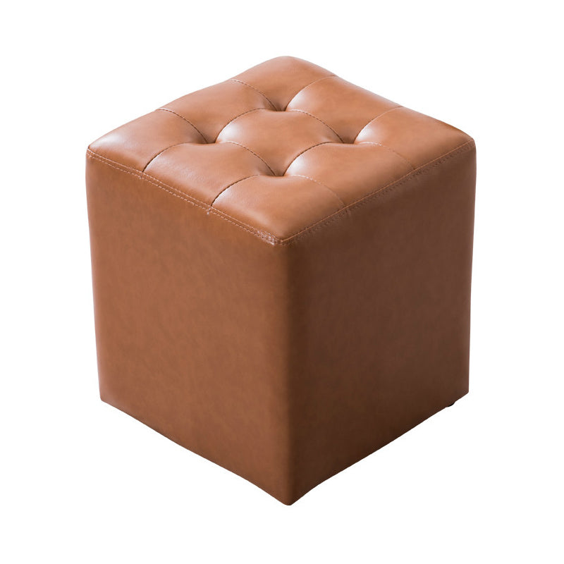Modern Leather Pouf Water Resistant Round Pouf for Living Room