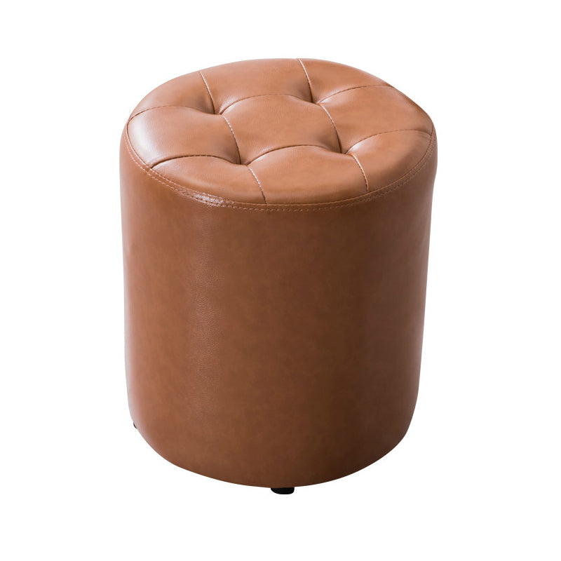 Modern Leather Pouf Water Resistant Round Pouf for Living Room