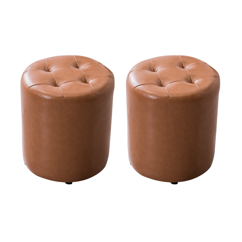 Modern Leather Pouf Water Resistant Round Pouf for Living Room