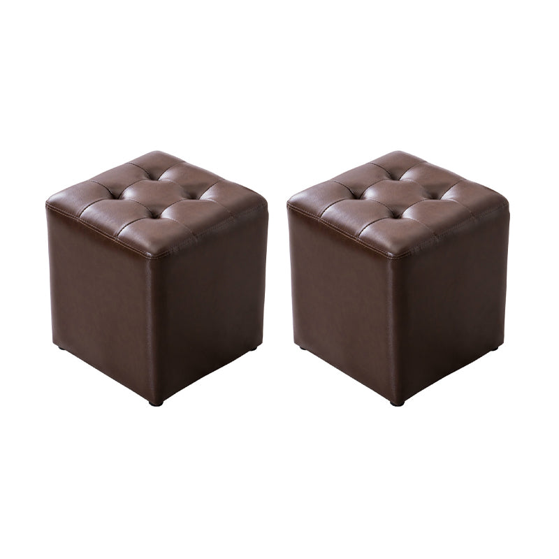 Modern Leather Pouf Water Resistant Round Pouf for Living Room