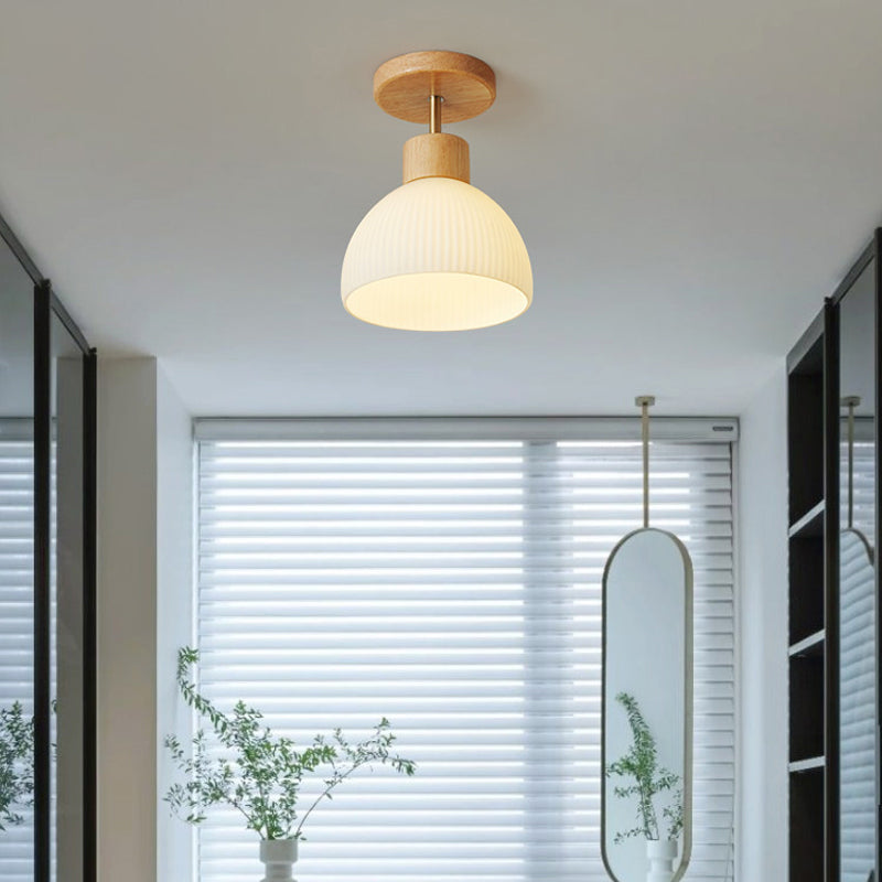 Japanese Style 1-Light Ceiling Light Dome Shape Ceiling Lamp for Bedroom