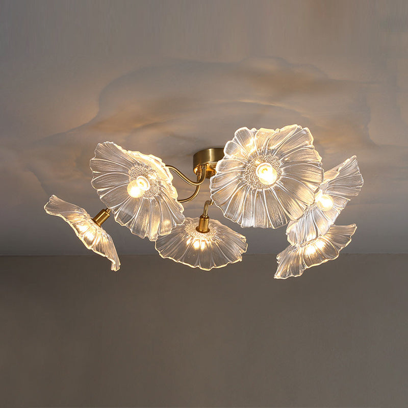 Contemporary Ceiling Lamp Colorful Glass Shade Flush Mount Light Fixture for Sitting Room
