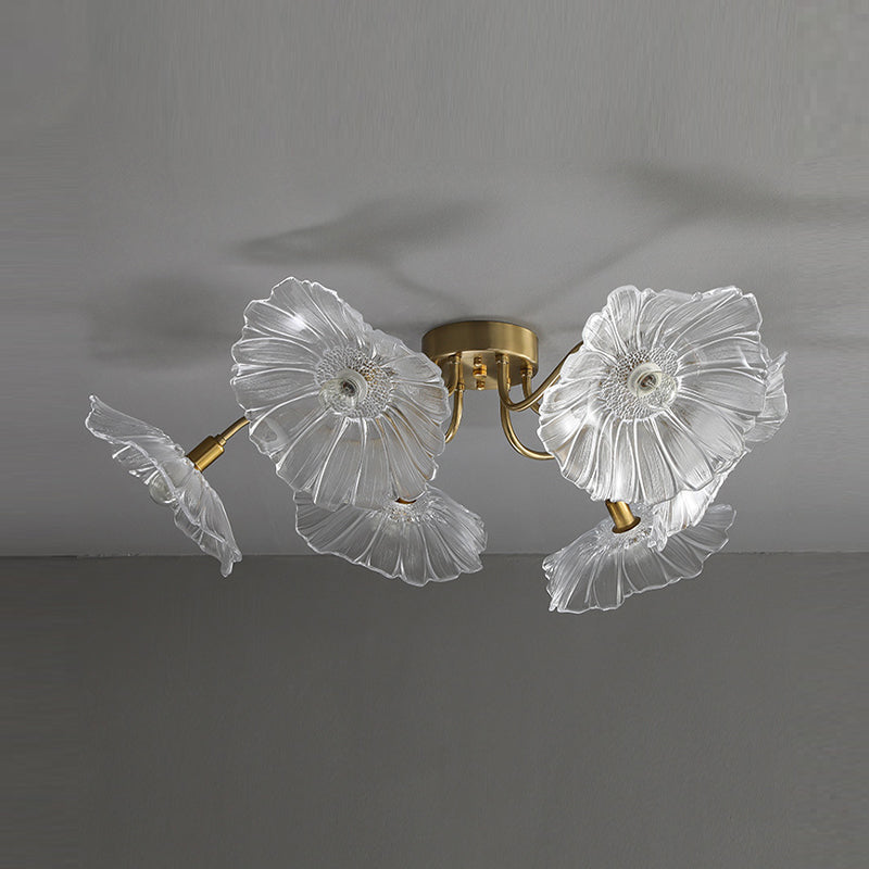 Contemporary Ceiling Lamp Colorful Glass Shade Flush Mount Light Fixture for Sitting Room