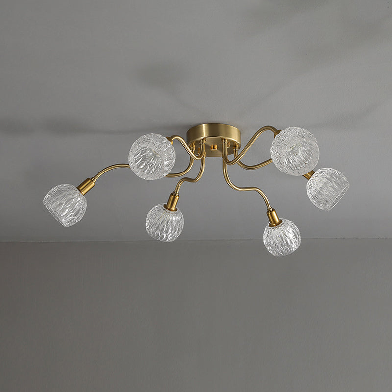 Contemporary Ceiling Lamp Colorful Glass Shade Flush Mount Light Fixture for Sitting Room