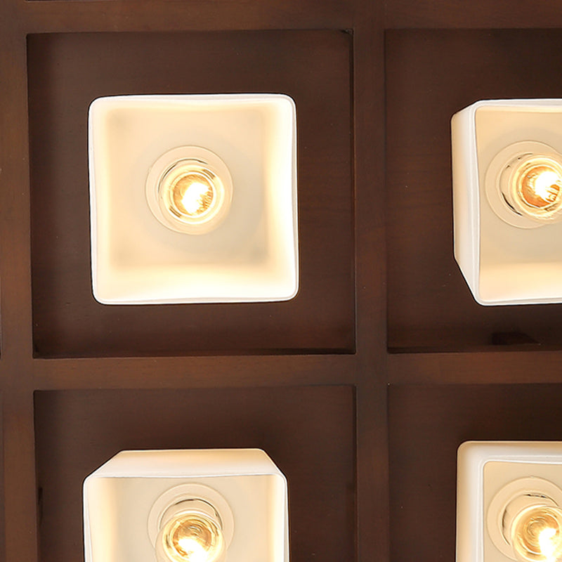 Modern Simple Wooden Ceiling Light Geometry Shape Ceiling Lamp for Bedroom