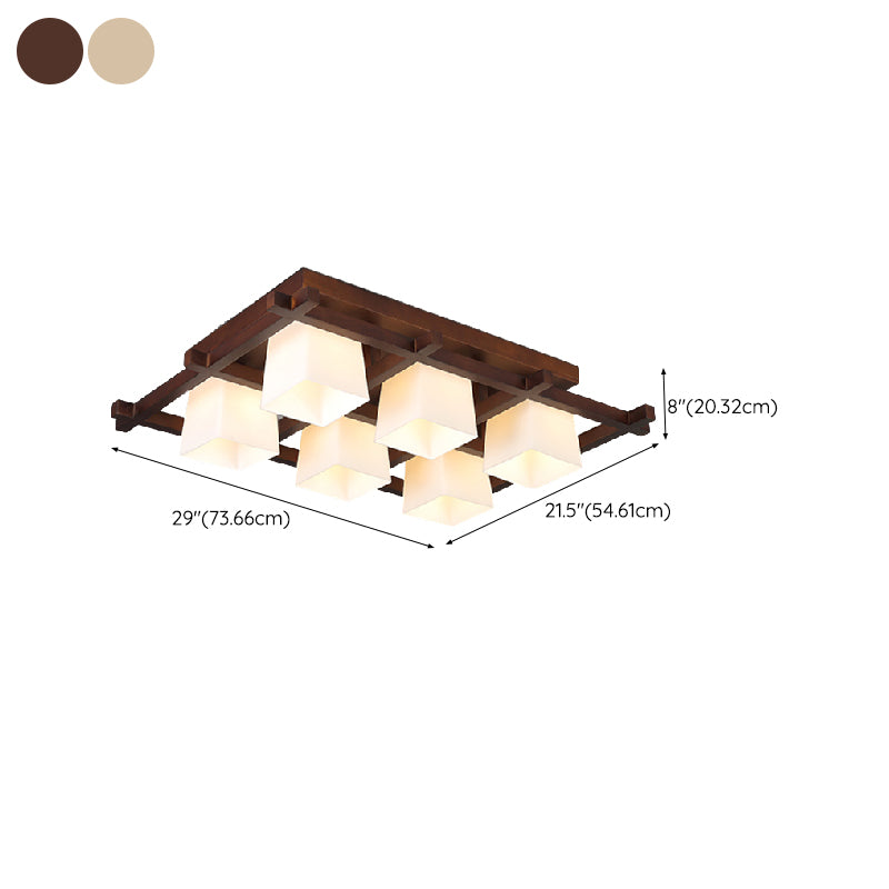 Modern Simple Wooden Ceiling Light Geometry Shape Ceiling Lamp for Bedroom