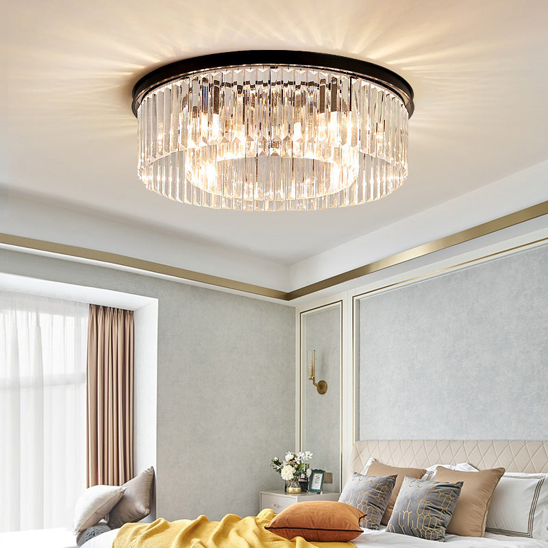 Modern Flush Mount Lamp Round Ceiling Lighting with Crystal for Living Room