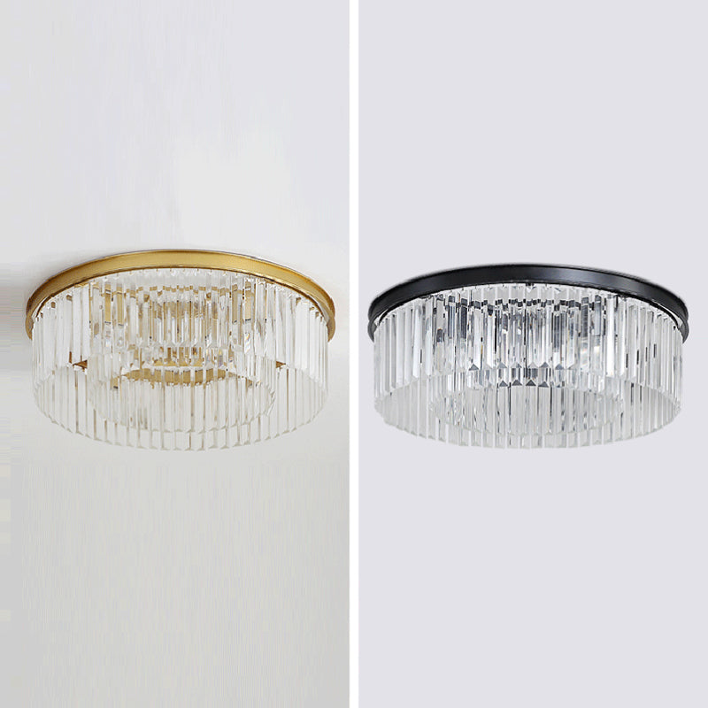 Modern Flush Mount Lamp Round Ceiling Lighting with Crystal for Living Room