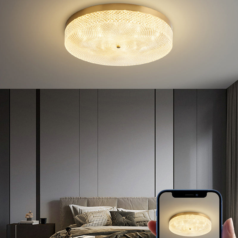 Modern Flush Light Round Ceiling Lighting with Brass and Acrylic for Bedroom