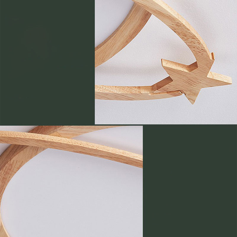 Modern Flush Light Planet Ceiling Lighting with Wood for Bedroom