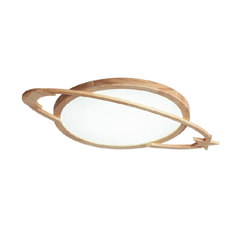 Modern Flush Light Planet Ceiling Lighting with Wood for Bedroom