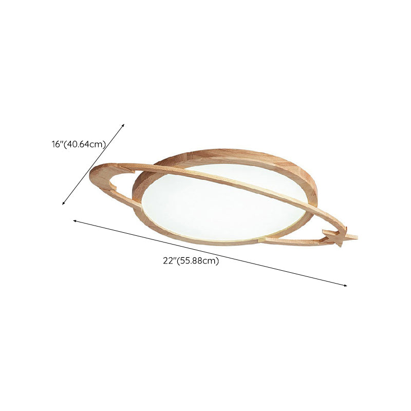 Modern Flush Light Planet Ceiling Lighting with Wood for Bedroom