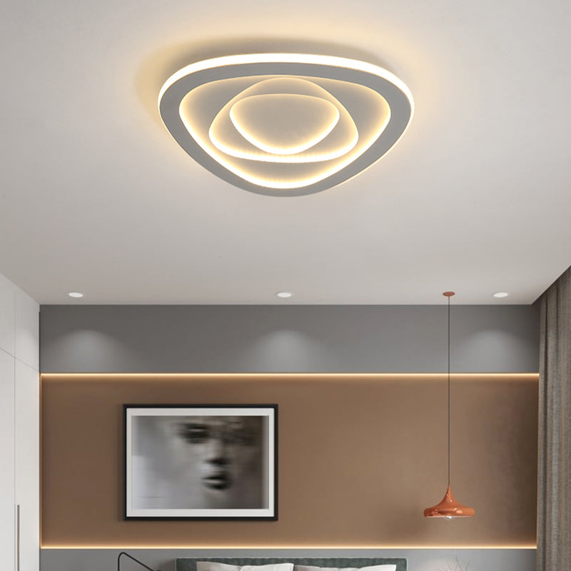 3 - Light Metal LED Flush Mount Light Triangle Modernism Ceiling Flush in White