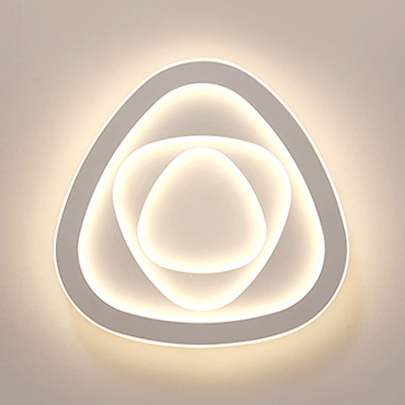 3 - Light Metal LED Flush Mount Light Triangle Modernism Ceiling Flush in White