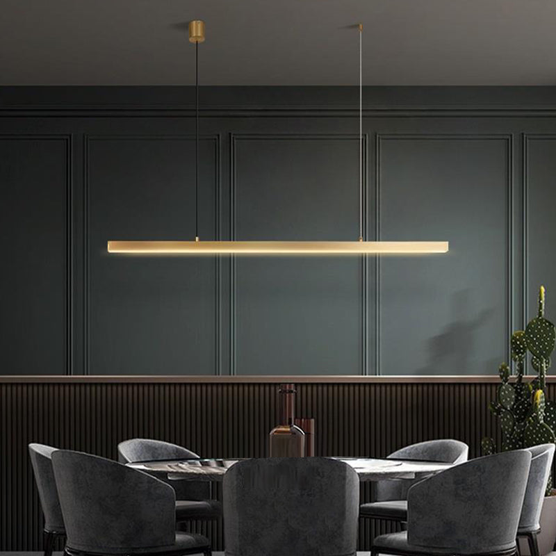 Gold Island Light 1-Light LED Island Hanging Lamp with Acrylic Shade for Living Room