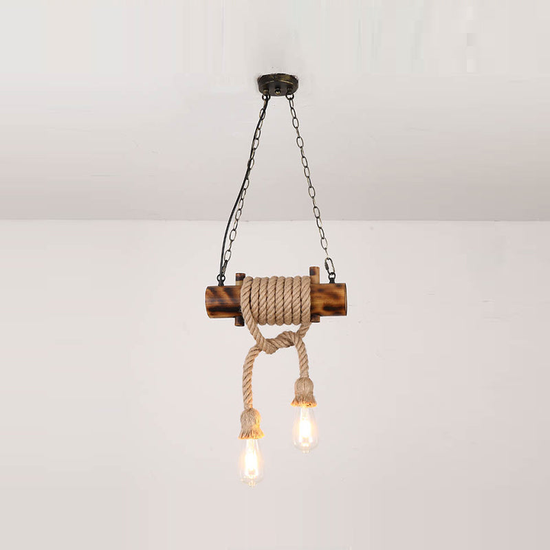 Industrial Style Island Light Hemp Rope Island Hanging Lamp for Living Room
