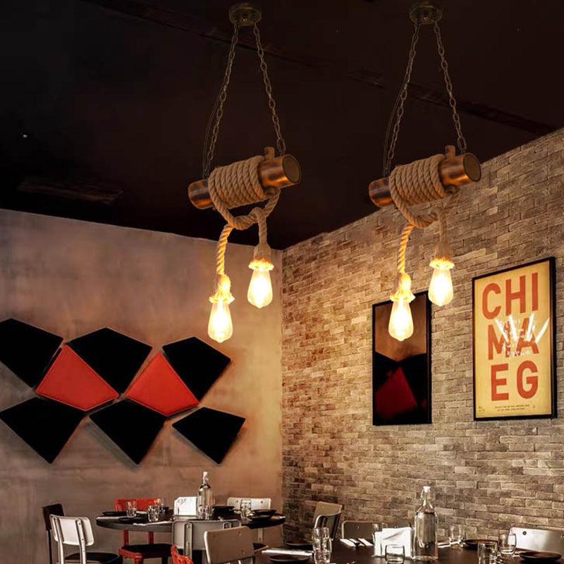 Industrial Style Island Light Hemp Rope Island Hanging Lamp for Living Room