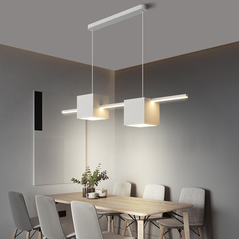 LED Island Light Modern White Island Hanging Light with Silica Gel Shade for Dining Room