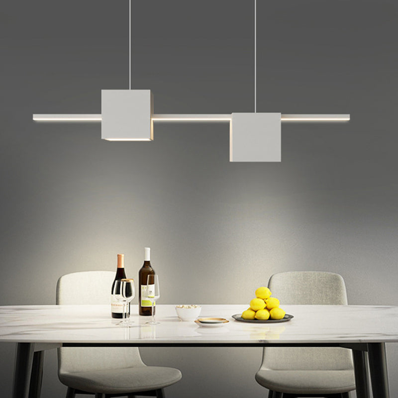 LED Island Light Modern White Island Hanging Light with Silica Gel Shade for Dining Room