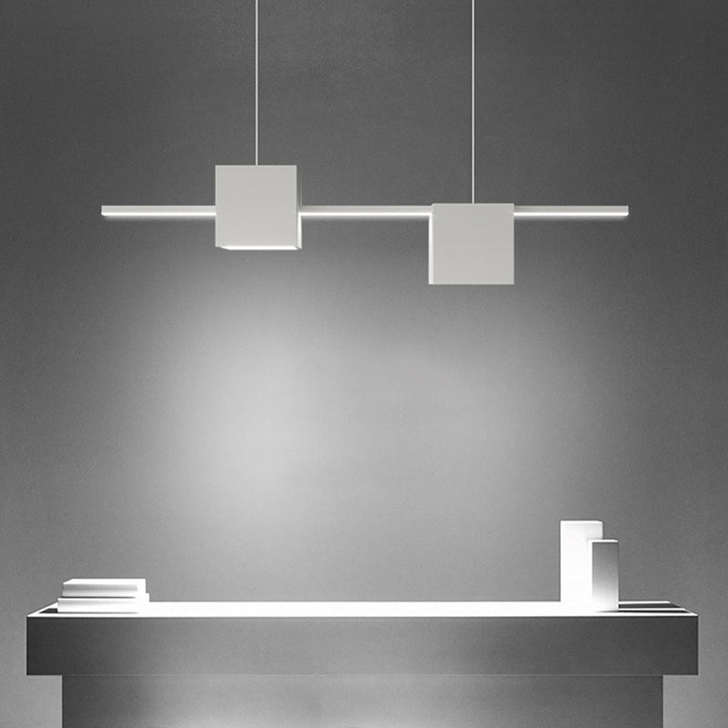 LED Island Light Modern White Island Hanging Light with Silica Gel Shade for Dining Room