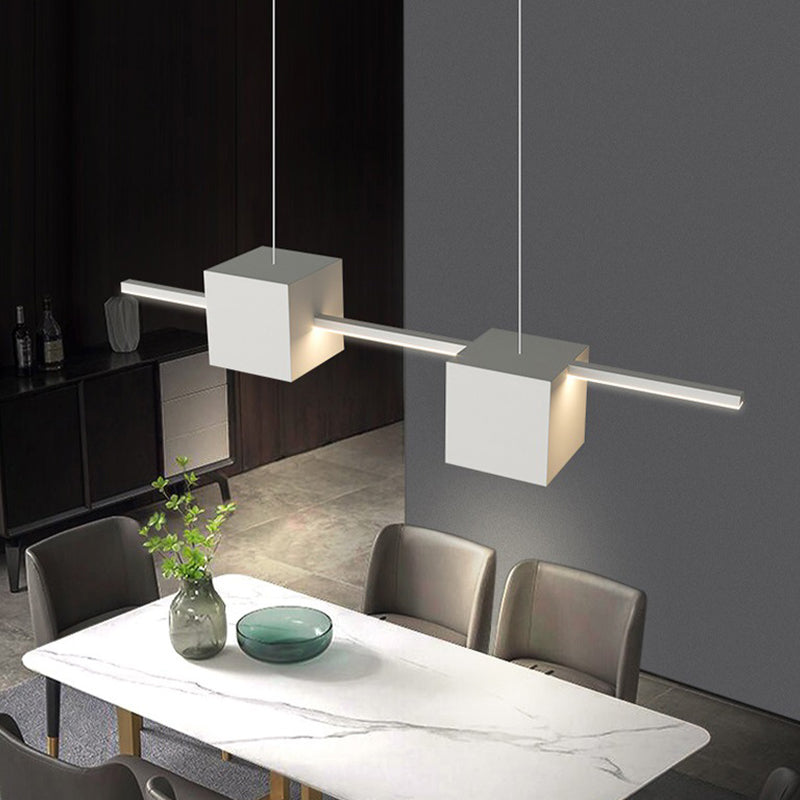 LED Island Light Modern White Island Hanging Light with Silica Gel Shade for Dining Room