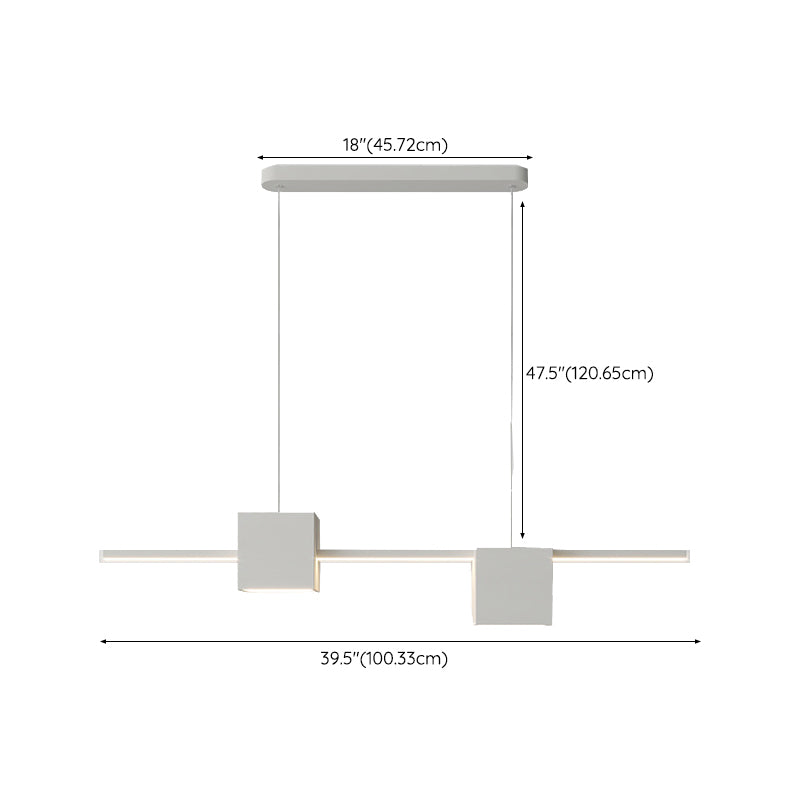 LED Island Light Modern White Island Hanging Light with Silica Gel Shade for Dining Room