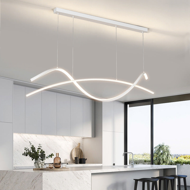 Strip Shape Island Light Modern LED Island Hanging Lamp with Acrylic Shade for Dining Room