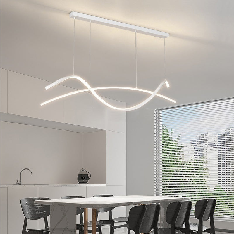 Strip Shape Island Light Modern LED Island Hanging Lamp with Acrylic Shade for Dining Room