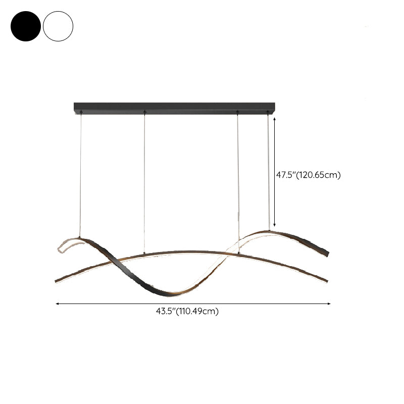 Strip Shape Island Light Modern LED Island Hanging Lamp with Acrylic Shade for Dining Room