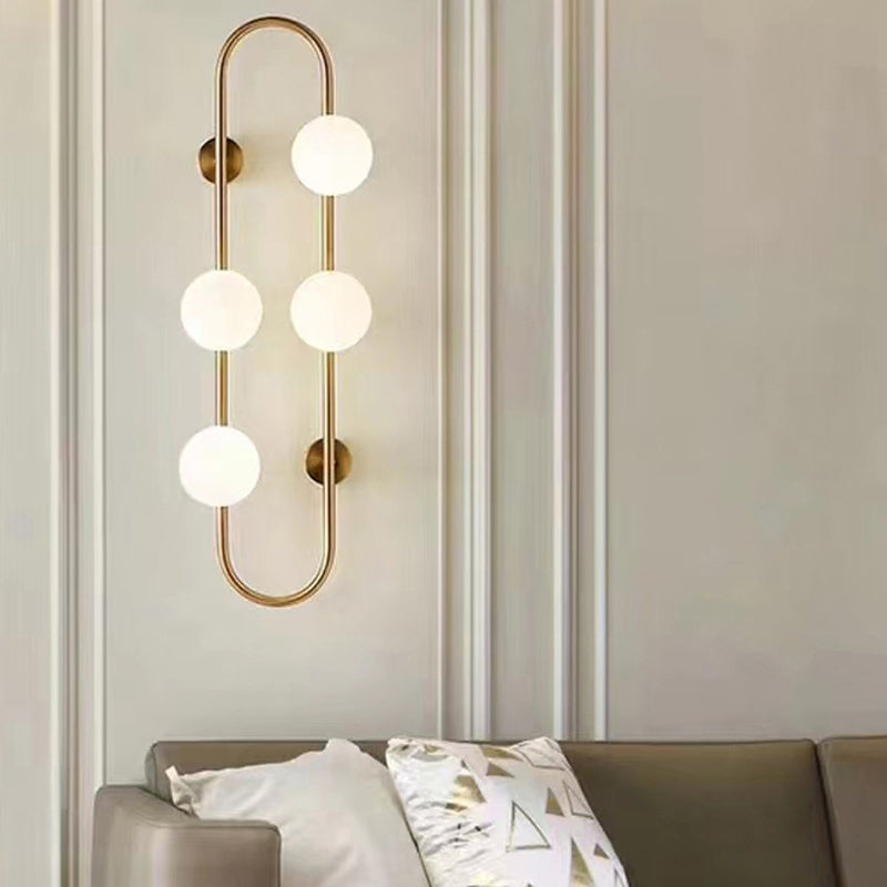 Modern Style Ellipse Shape Wall Light Glass Sconces in Gold for Bedroom