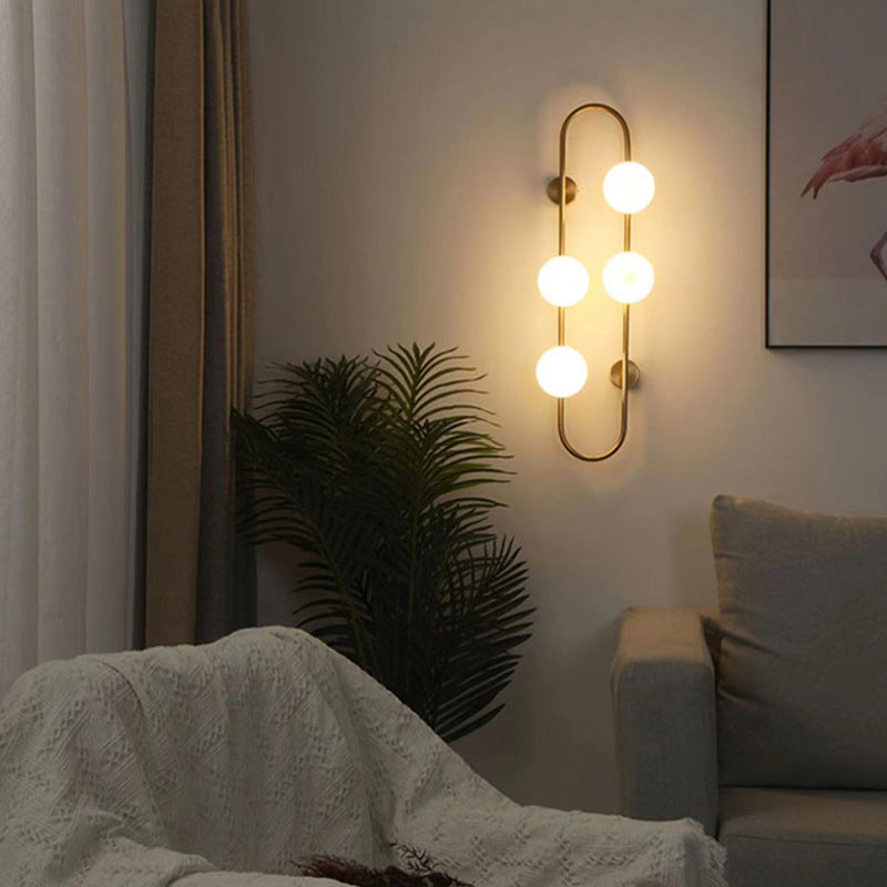 Modern Style Ellipse Shape Wall Light Glass Sconces in Gold for Bedroom