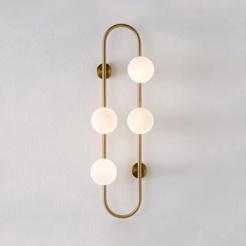 Modern Style Ellipse Shape Wall Light Glass Sconces in Gold for Bedroom