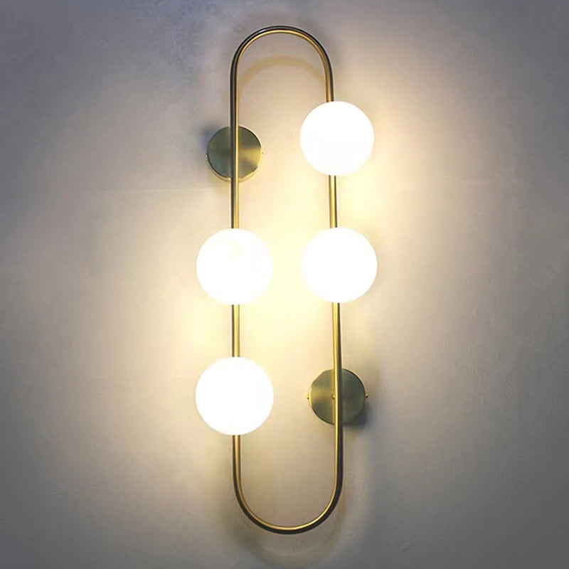 Modern Style Ellipse Shape Wall Light Glass Sconces in Gold for Bedroom