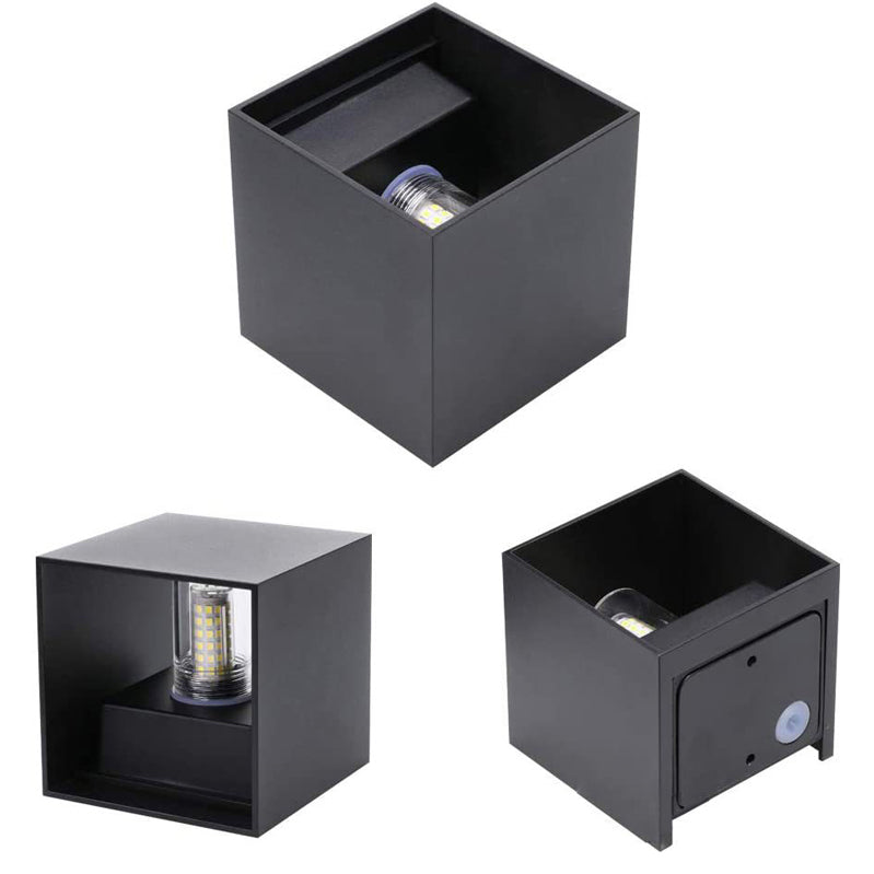 Geometric Shape Wall Lamp Modern Style Metal Wall Light in Black