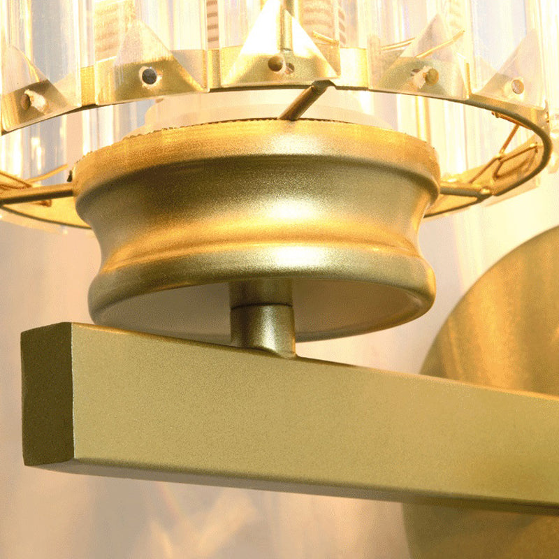 Cylinder Shape Wall Lamp Modern Style Crystal 1 Light Wall Light in Clear